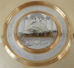 Solid silver gilt antique French Romanesque Chalice.